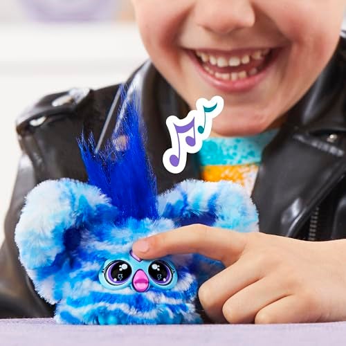 Furby فوربي فوربلتس أوه-كو صديق صغير، موسيقى روك، يتحدث فقط بالفوربيش، ألعاب قماشية إلكترونية للبنات والأولاد، حيوانات أليفة تفاعلية، أزرق وأبيض، هدايا العودة إلى المدرسة، للأعمار 6 سنوات فما فوق - Image 5