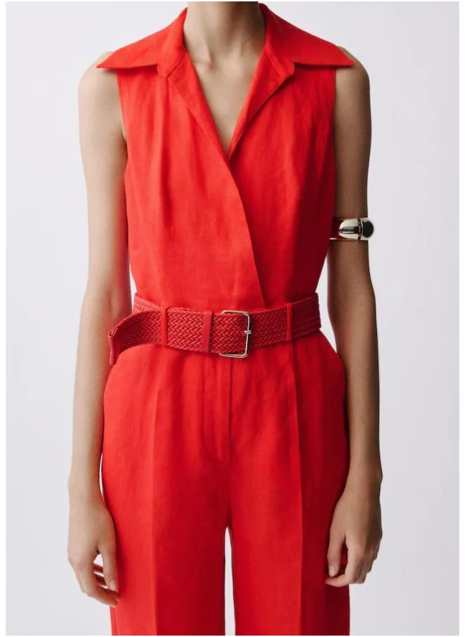 MANGO Belt Shirt Jumpsuit