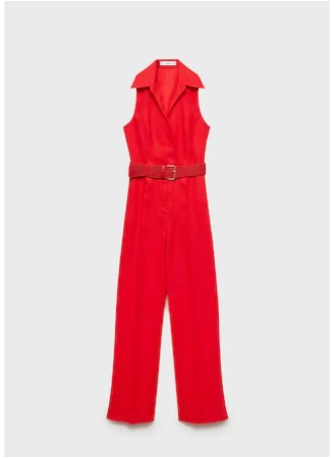 MANGO Belt Shirt Jumpsuit