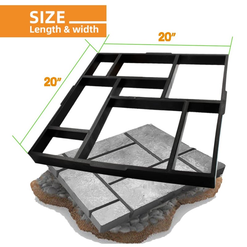 Avalution Plus Size 20"x20"x1.8" Walk Maker Reusable Concrete Pathmate Stone Mold Stepping Stone Paver Lawn Patio Yard Garden DIY Path Maker Paving Moulds(8 Grid) - Image 2