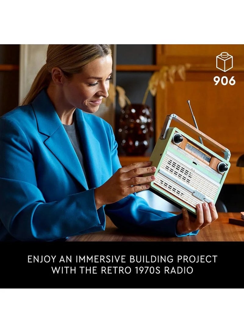 LEGO Icons Retro Radio, Music Memorabilia Building Set for adults, Creative Activity Features Sound Effects and Compartment for Smartphone Integration, Home Decor Gift for Men & Women 10334 - 906 Pieces - Image 2