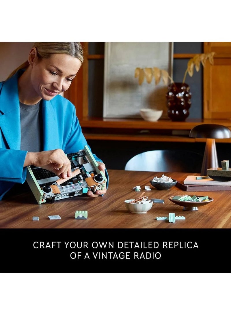 LEGO Icons Retro Radio, Music Memorabilia Building Set for adults, Creative Activity Features Sound Effects and Compartment for Smartphone Integration, Home Decor Gift for Men & Women 10334 - 906 Pieces - Image 3