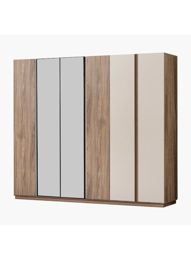 Home Box Leona 6-Door Wardrobe with 2 Reflective Mirrors  - Image 2