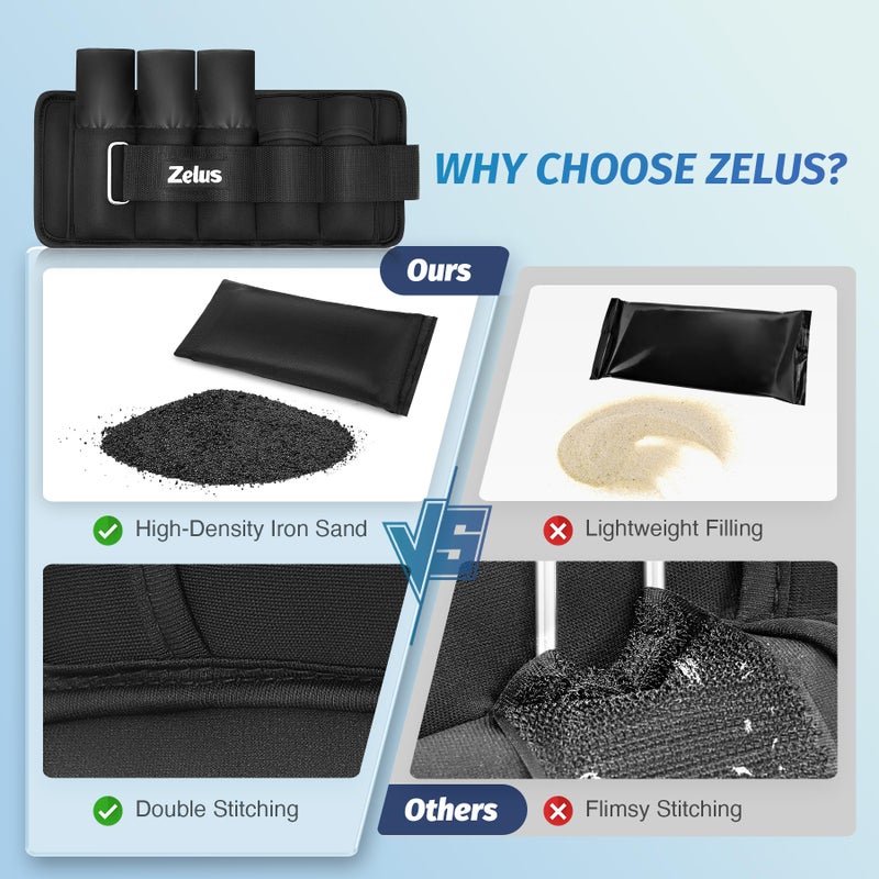 ZELUS 1 Pair Adjustable Ankle Weights, 2 4 6 8 10 lb Modularized Leg Weight Straps for Women Men, Weighted Ankle Weight Set with Removable Sandbags, 1-5 lb per Ankle Strap for Gym Yoga Jogging Walking - Image 3