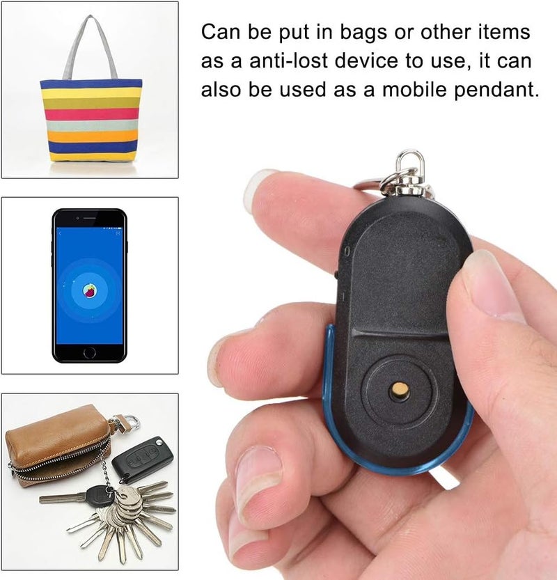 klarako Mini Key Finder , Anti Lost Wireless Item Tracker , Sensing Range 8 10 Meters Whistle Sound Control Alarm with LED Light ,Battery for find Keys ,Wallets ,MP3 and etc. Blue - Image 1