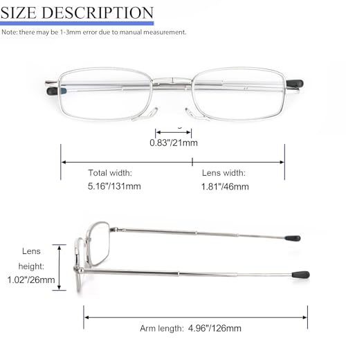 REAVEE 3 Pack Folding Reading Glasses with Keychain Compact Bags for Women Men, Blue Light Blocking Spring Hinge Portable Pocket Readers, Black Gold and Silver 1.5 - Image 4