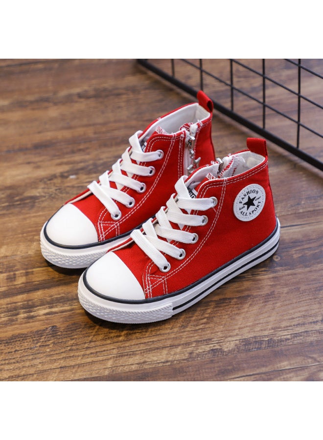 Children's Shoes  Spring New Style Kidsren's Canvas Shoes For Boys And Girls Korean Style High-top Lace-up Classic Casual Sneakers