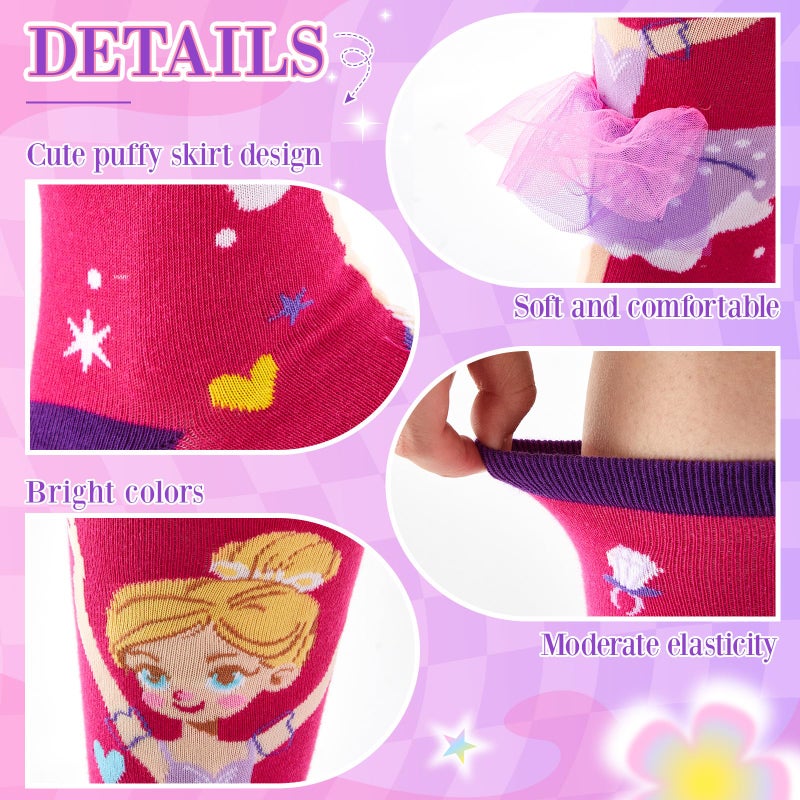 Yearntown 1 Pair Valentine Knee High Socks for Kids 3D Crazy Cute Socks Girl Ballet Skirt Long Knee Design Novelty Funny Gift(Pink) - Image 5