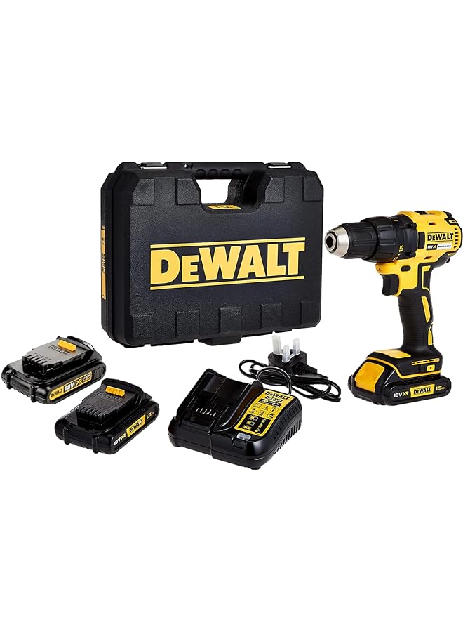 ديوالت مثقاب مدمج 18 فولت 13 مم بدون فرشاة، 2 بطارية 1.5 أمبير، شاحن وصندوق أدوات، أصفر وأسود، DCD777S2 جيجابايت، ضمان لمدة 3 سنوات