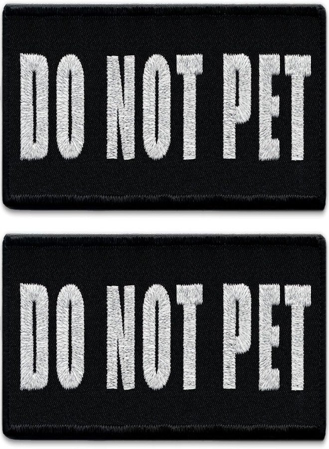 Laughing Lizards Do Not Pet Dog Vest Patches (2-Pack) Highly Reflective Service Dog Harness Embroidered Patches in 3 Sizes (DO NOT PET, Large (6" x 2")) - Image 1