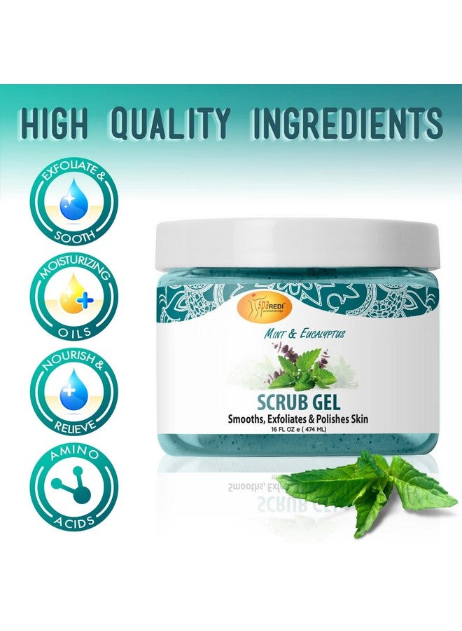 سبا ريدي مقشر جل الخفاف بالنعناع والأوكالبتوس 16 أونصة مانيكير وباديكير ومقشر للجسم غني بحمض الهيالورونيك والأحماض الأمينية والبانثينول ومستخلص السنفيتون - Image 5
