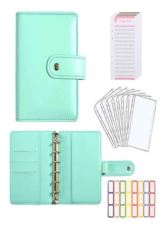 eleger A7 Budget Binder Set - Mini Money Organizer for Cash Saving, Cash Stuffing Envelope System, Planner Binders with Pockets, Sheets and Stickers, Green - Image 1