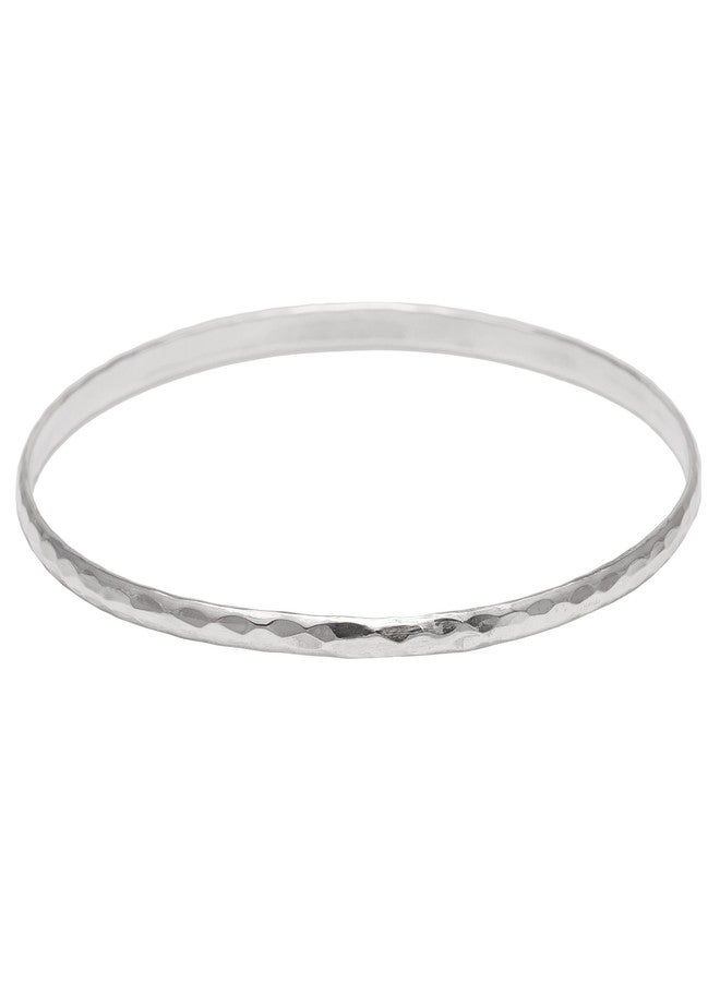 Silverly Round Stacking Sterling Silver Bangles for Women Solid 925 3mm - Hammered Jewelry for Women - Minimalist Thin Silver Bracelets - Image 1