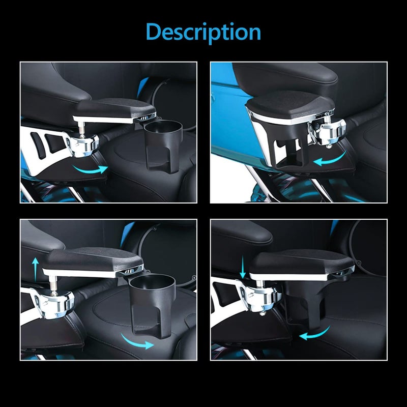 FIASRAC Comfortable Passenger Armrests with Cup Holder Fit for Harley Touring Electra Glides Road Glide Ultra and Tri Glide 2014-2023 - Image 2