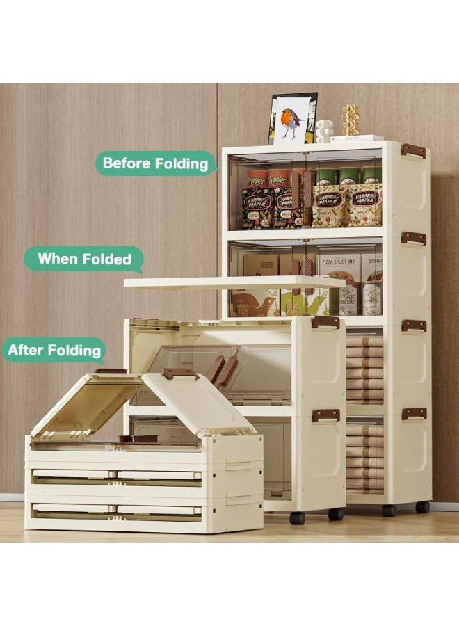 XiuWoo 5 Layer Foldable Storage Cabinet with Wheels, Stackable Storage Box for Home, Bedroom, Living Room - Image 5