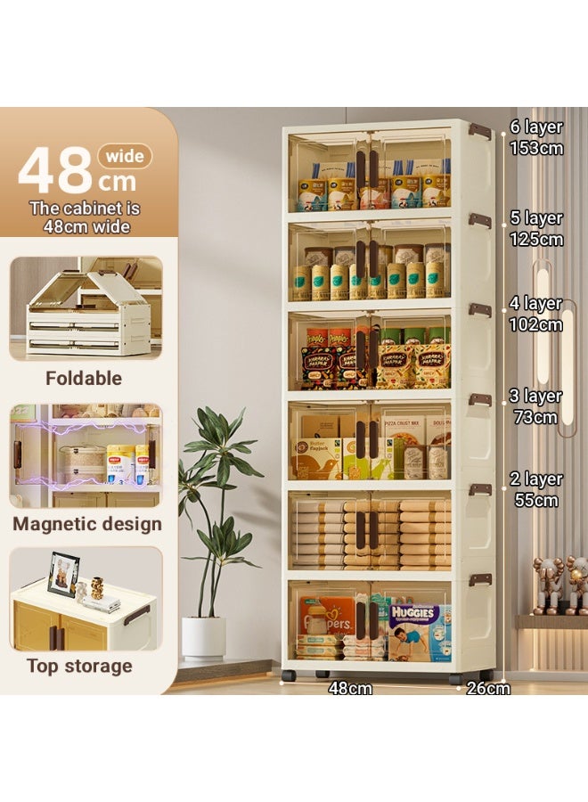 XiuWoo 5 Layer Foldable Storage Cabinet with Wheels, Stackable Storage Box for Home, Bedroom, Living Room - Image 2