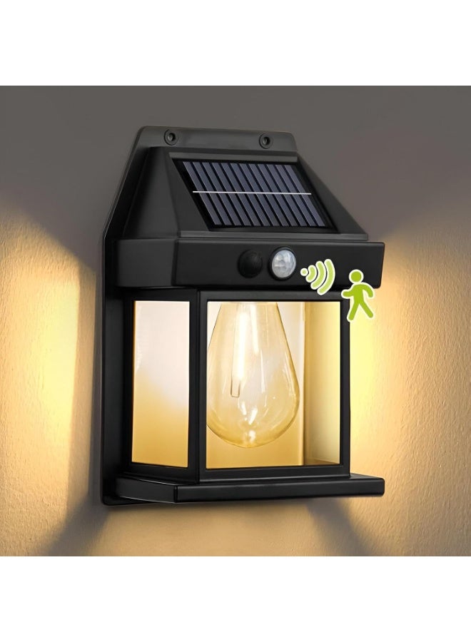 Solar Wall Light Outdoor Lantern Style, Warm LED Solar Wall Lamp with Motion Sensor, Decorative Outdoor Wall Light for Garden, Door, Balcony, Patio and Pathway - Image 3