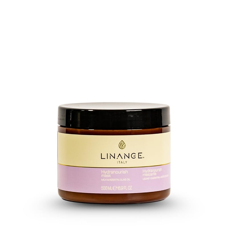LINANGE Hydranourish Mask - Hydrating & Nourishing Milk, Keratin, and Olive Oil Hair Mask, 500ml / 16.9 oz. - Image 1