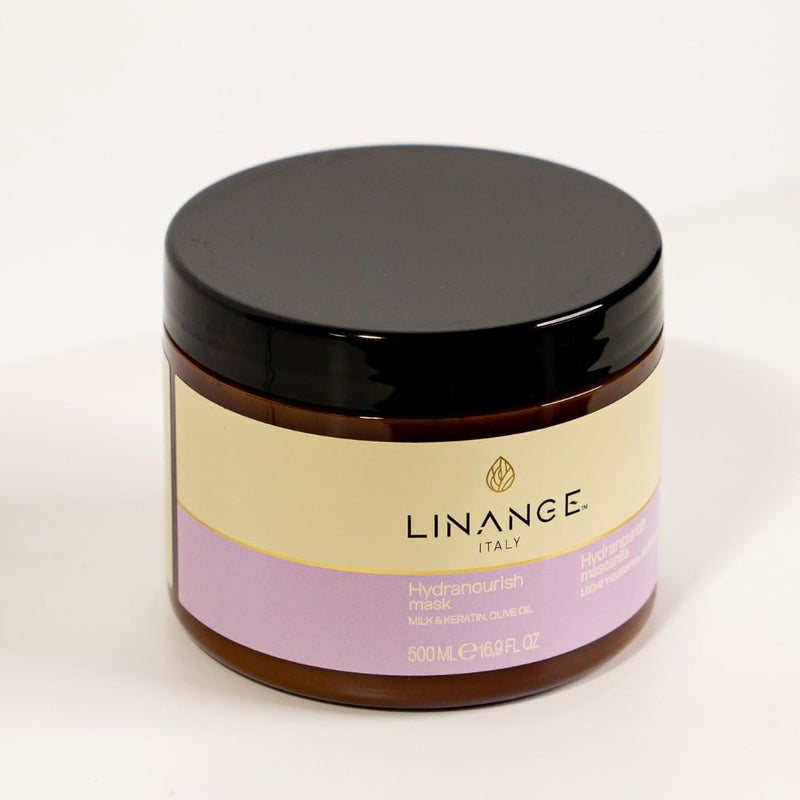 LINANGE Hydranourish Mask - Hydrating & Nourishing Milk, Keratin, and Olive Oil Hair Mask, 500ml / 16.9 oz. - Image 3