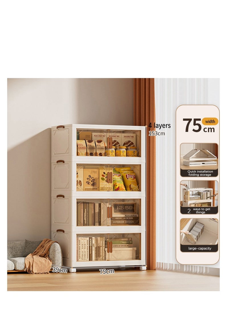 4 layers foldable storage twith wheels, bedroom storage , closet storage, storage with handle, foldable storage