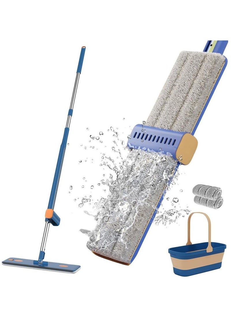 KASTWAVE Large Flat Mop, Premium Flat Mop and Bucket Set, Microfiber Mop, 360° Rotatable Adjustable Cleaning Mop, with 6 Washable Microfiber Pads, Wall Mop for Washing Wall, Compact&Lightweight Cleaning System - Image 1