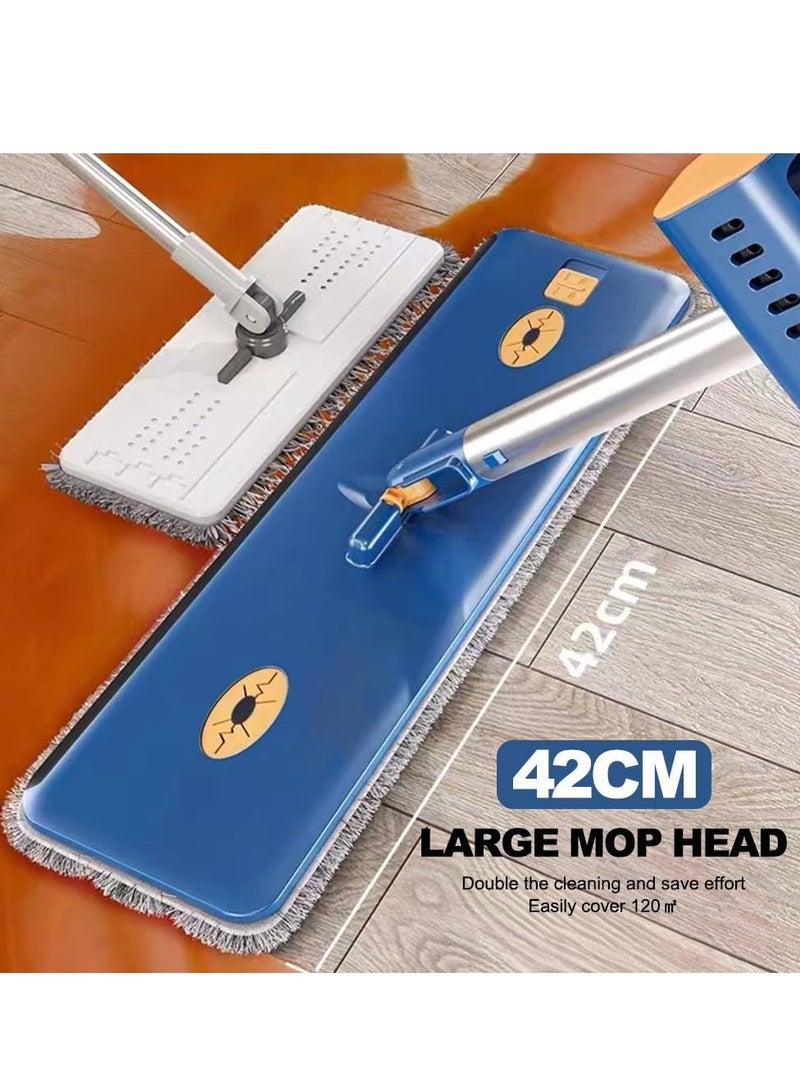 KASTWAVE Large Flat Mop, Premium Flat Mop and Bucket Set, Microfiber Mop, 360° Rotatable Adjustable Cleaning Mop, with 6 Washable Microfiber Pads, Wall Mop for Washing Wall, Compact&Lightweight Cleaning System - Image 2