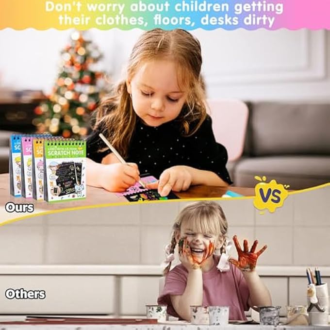 3 PACK RAINBOW SCRATCH ART, SCRATCH ART FOR KIDS, SCRATCH ART PARTY BAG FILLERS, RAINBOW MAGIC HANDMADE TOYS GAMES PAPER, DIY SET 3-12 YEARS OLD GIRLS AND BOYS KIDS BIRTHDAY PARTY GAMES - Image 4