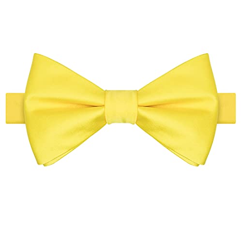 KissTies Boys' Bow Tie Bright Yellow Satin Bowtie For Kids Boys Bows + Gift Box - Image 1