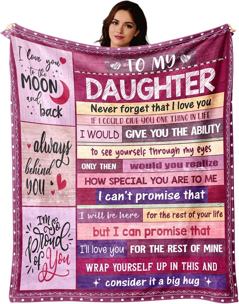 Mom to Daughter Skin-friendly Bedding Blanket Christmas Valentine's Day Teen Girl Gift (60 "x 80", 150x200cm) - Image 2