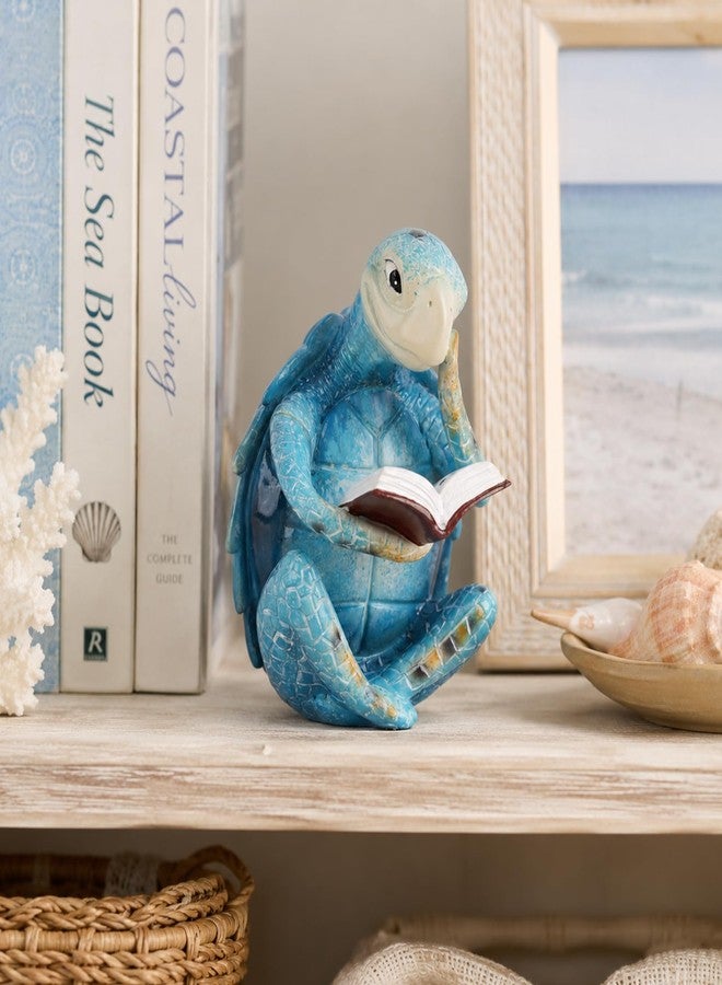oliruim Resin Reading Sea Turtle Decor Figurine - Coastal Beach Garden Theme Decor Statue for Home Living Room, Office, Desk, Bookshelf, Bedroom - for Turtle Gifts for Women - Image 2