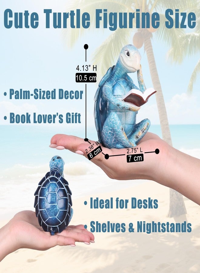 oliruim Resin Reading Sea Turtle Decor Figurine - Coastal Beach Garden Theme Decor Statue for Home Living Room, Office, Desk, Bookshelf, Bedroom - for Turtle Gifts for Women - Image 3