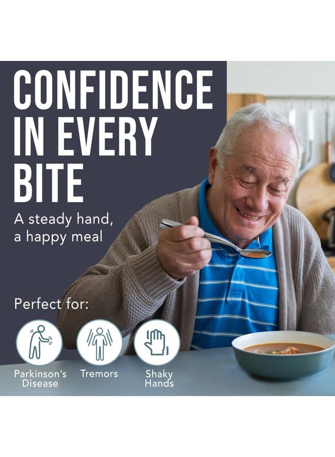 BUNMO Weighted Utensils for Tremors and Parkinsons Patients - Heavy Weight Silverware Set of Knife, Fork and Spoon - Adaptive Eating Flatware (4 Pieces) - Image 5
