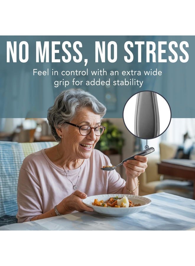 BUNMO Weighted Utensils for Tremors and Parkinsons Patients - Heavy Weight Silverware Set of Knife, Fork and Spoon - Adaptive Eating Flatware (4 Pieces) - Image 4