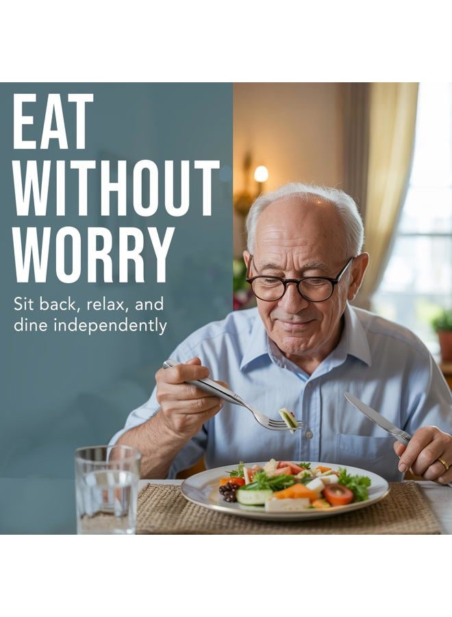 BUNMO Weighted Utensils for Tremors and Parkinsons Patients - Heavy Weight Silverware Set of Knife, Fork and Spoon - Adaptive Eating Flatware (4 Pieces) - Image 2