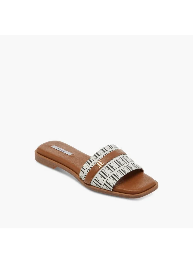 ايل صنادل نسائية سهلة الارتداء بنقوش وزخرفة معدنية