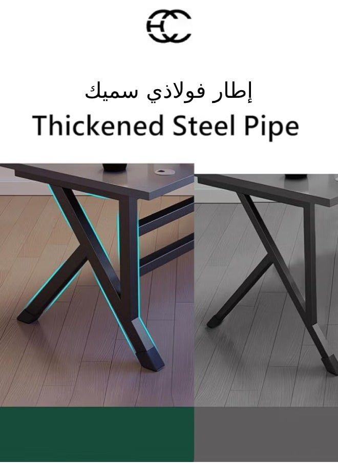 سي آند سي هوم طاوله قيمنق ألعاب كبيرة باللون الأسود بسطح من ألياف الكربون مكتب كمبيوتر مكتبي مريح ومناسبة للعمل من المنزل، أسود، 120×60×74 سم  - Image 5