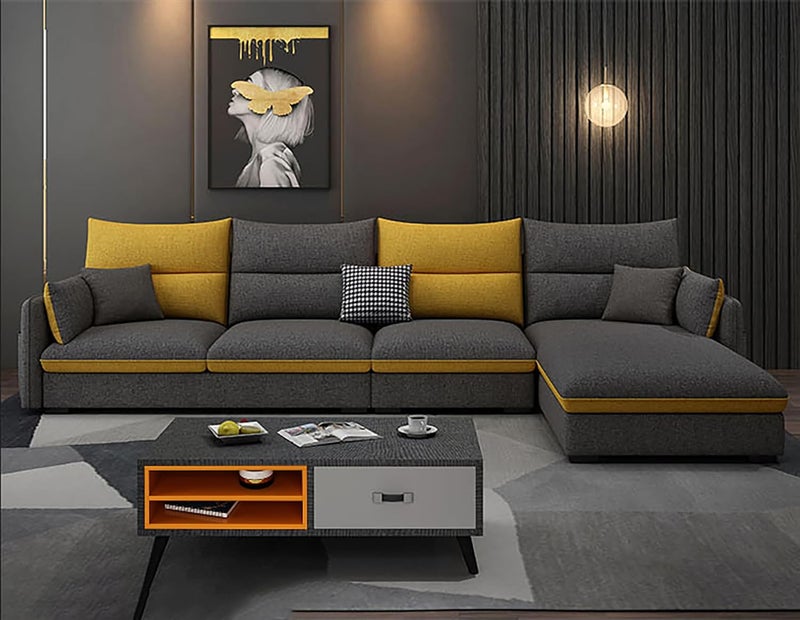 Poppins Home Modern Sofa Living Room Arm Corner Sectional Mid Century Mini Loveseat Couch Accent Beds Faux Sofa Inflavel Bedroom Furniture L Shape (Left, Fabric) - Image 1
