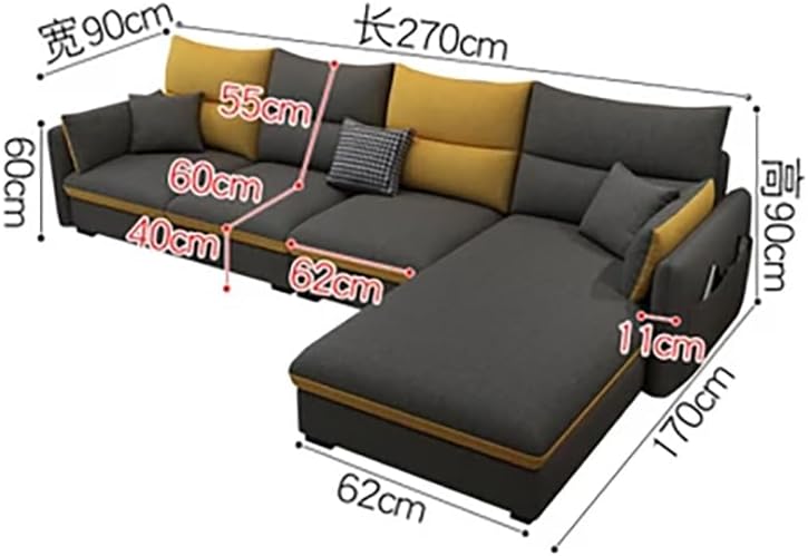 Poppins Home Modern Sofa Living Room Arm Corner Sectional Mid Century Mini Loveseat Couch Accent Beds Faux Sofa Inflavel Bedroom Furniture L Shape (Left, Fabric) - Image 2