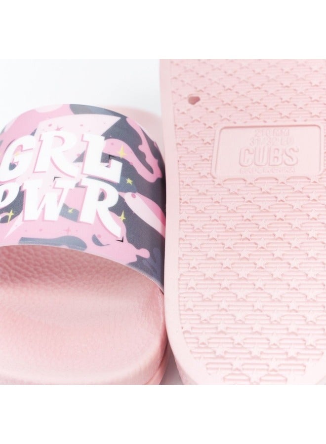 CUBS Girl Power Print Everyday Wear Eco-Friendly Pvc Slides For Girls Lightweight Easy To Wash And Anti-Slip Soles - Image 4