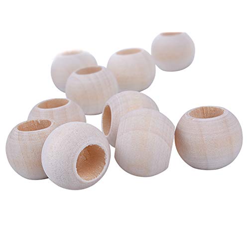Jdesun 100 Pieces Wooden Beads, Natural Round Wood Loose Beads Wood Spacer 20mm x Diameter 3/8" Hole - Image 5