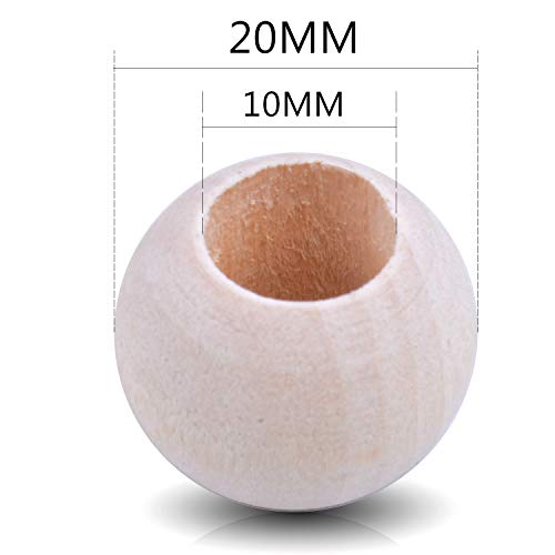 Jdesun 100 Pieces Wooden Beads, Natural Round Wood Loose Beads Wood Spacer 20mm x Diameter 3/8" Hole - Image 2