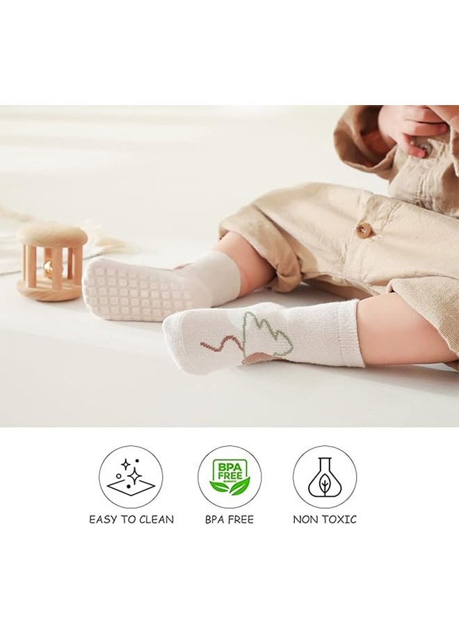 Generic 5 Pairs Baby Non-Slip Socks, Silicone Floor Socks, Lovely Cartoon Crew Socks with Grips for Toddler Boys Girls 1-3 Years (M)  - Image 5