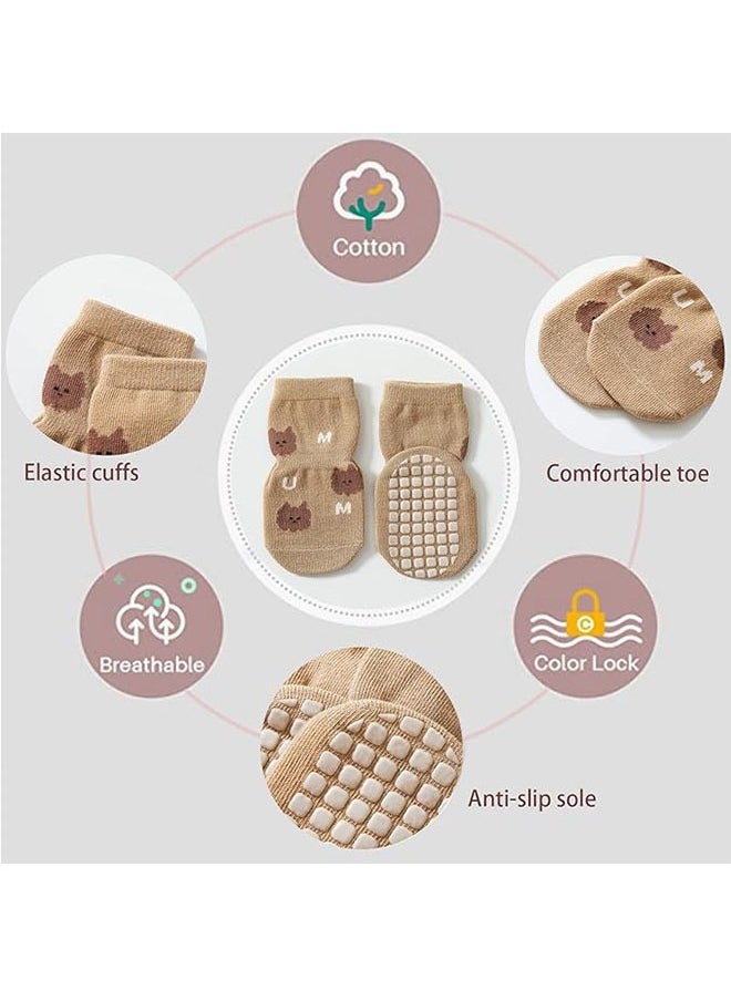 Generic 5 Pairs Baby Non-Slip Socks, Silicone Floor Socks, Lovely Cartoon Crew Socks with Grips for Toddler Boys Girls 1-3 Years (M)  - Image 3