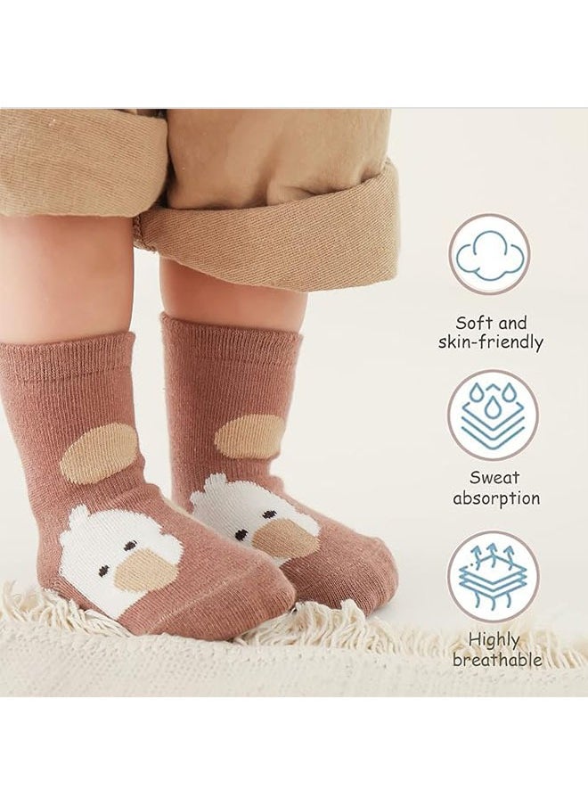 Generic 5 Pairs Baby Non-Slip Socks, Silicone Floor Socks, Lovely Cartoon Crew Socks with Grips for Toddler Boys Girls 1-3 Years (M)  - Image 4