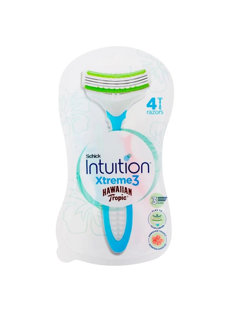 schick 4 hair removal blades with Hawaiian Tropic