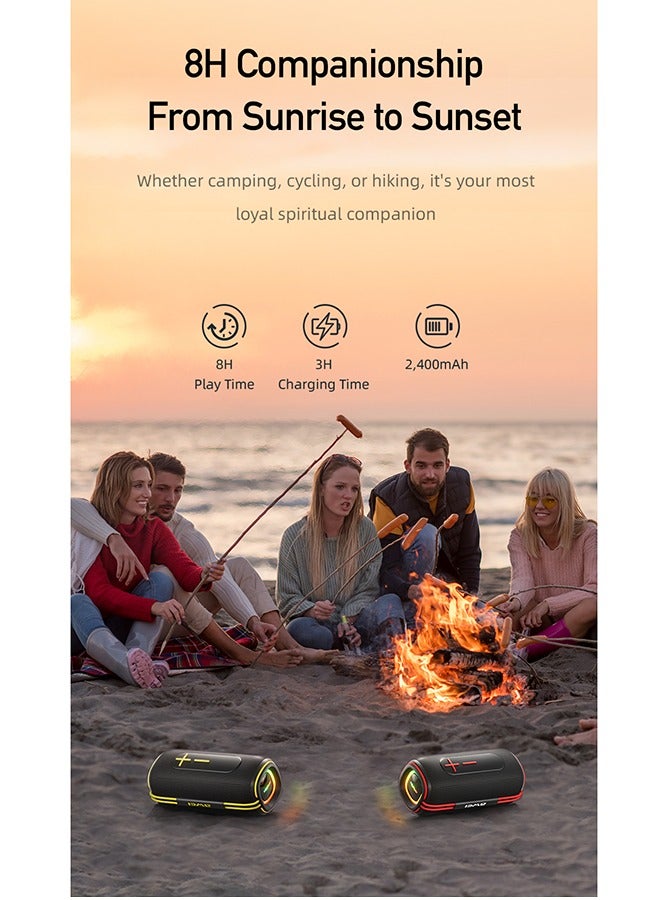 Awei Portable Bluetooth Speaker, 360 degree surround sound, IPX5 waterproof, supports TWS tandem, 10W dual speakers, long 2400mAh battery life - Great for outdoor parties, camping, beach and home use - High-performance sound system, high value and good sound quality - Image 4