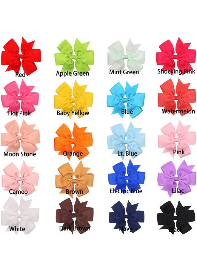 CELLOT - 40Pcs 3.5 Inch Boutique Grosgrain Ribbon Pinwheel Hair Bows Alligator Clips For Girls Toddlers Accessories Teens Gifts In Pairs - Image 1