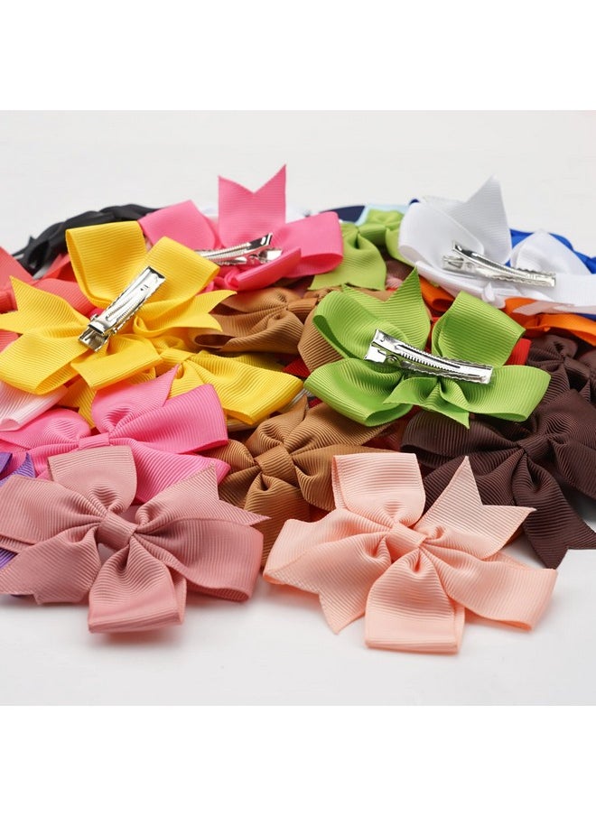 CELLOT - 40Pcs 3.5 Inch Boutique Grosgrain Ribbon Pinwheel Hair Bows Alligator Clips For Girls Toddlers Accessories Teens Gifts In Pairs - Image 1