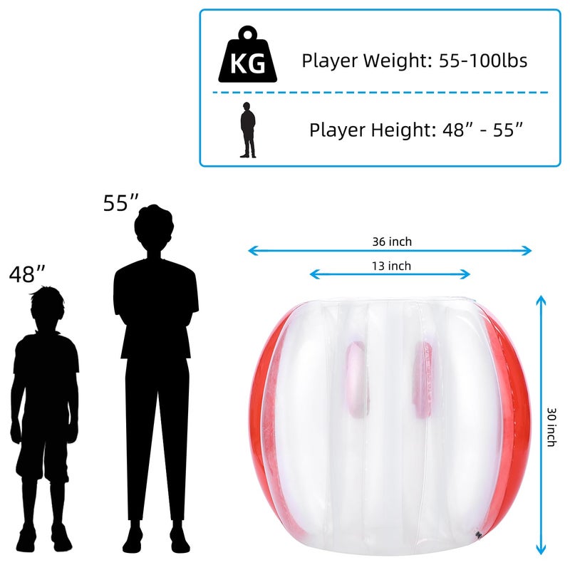 Theefun Bumper Balls, 2 Pack Inflatable Sumo Ball, 36inch Bopper Toys for Kids Physical Outdoor Active Play, Giant Human Hamster Knocker Body Zorb Ball, Body Bubble Soccer Ball - Image 2