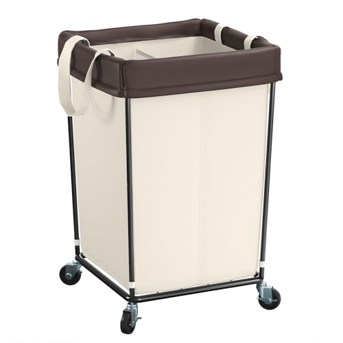Mefirt 160L Laundry Basket with Wheels 2 Section Large Rolling Laundry Hamper Bag with Wheels Clothes Hamper Cart for Laundry Bedroom Bathroom and Dorm